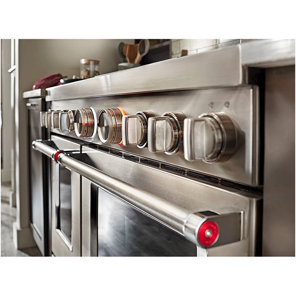 Alt View 15. KitchenAid - Commercial-Style 6.3 Cu. Ft. Freestanding Double Oven Dual-Fuel True Convection Range with Self-Cleaning - Stainless steel.