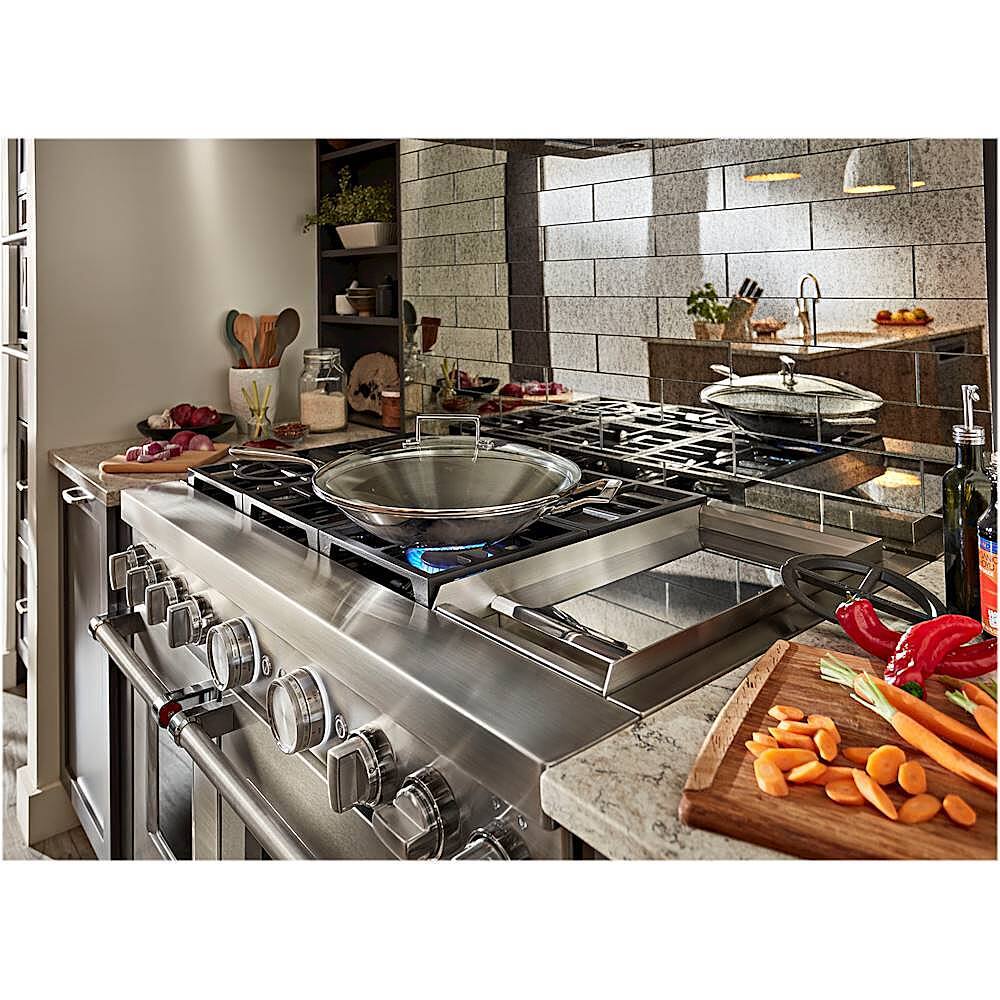 Alt View 16. KitchenAid - Commercial-Style 6.3 Cu. Ft. Freestanding Double Oven Dual-Fuel True Convection Range with Self-Cleaning - Stainless steel.