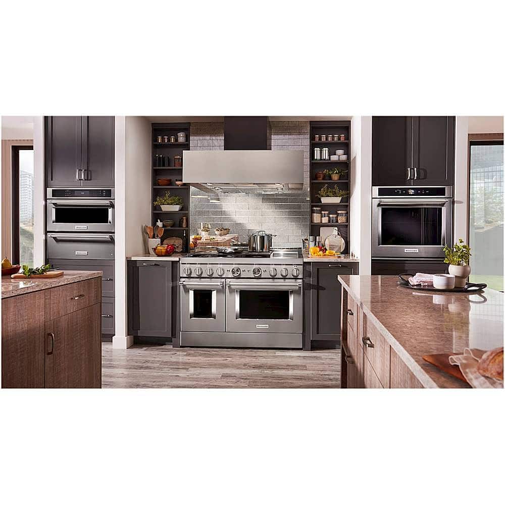 Alt View 17. KitchenAid - Commercial-Style 6.3 Cu. Ft. Freestanding Double Oven Dual-Fuel True Convection Range with Self-Cleaning - Stainless steel.