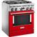 Angle. KitchenAid - 4.1 Cu. Ft. Freestanding Dual Fuel True Convection Range with Self-Cleaning - Passion Red.