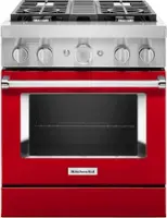 KitchenAid - 4.1 Cu. Ft. Freestanding Dual Fuel True Convection Range with Self-Cleaning - Passion Red - Front_Zoom