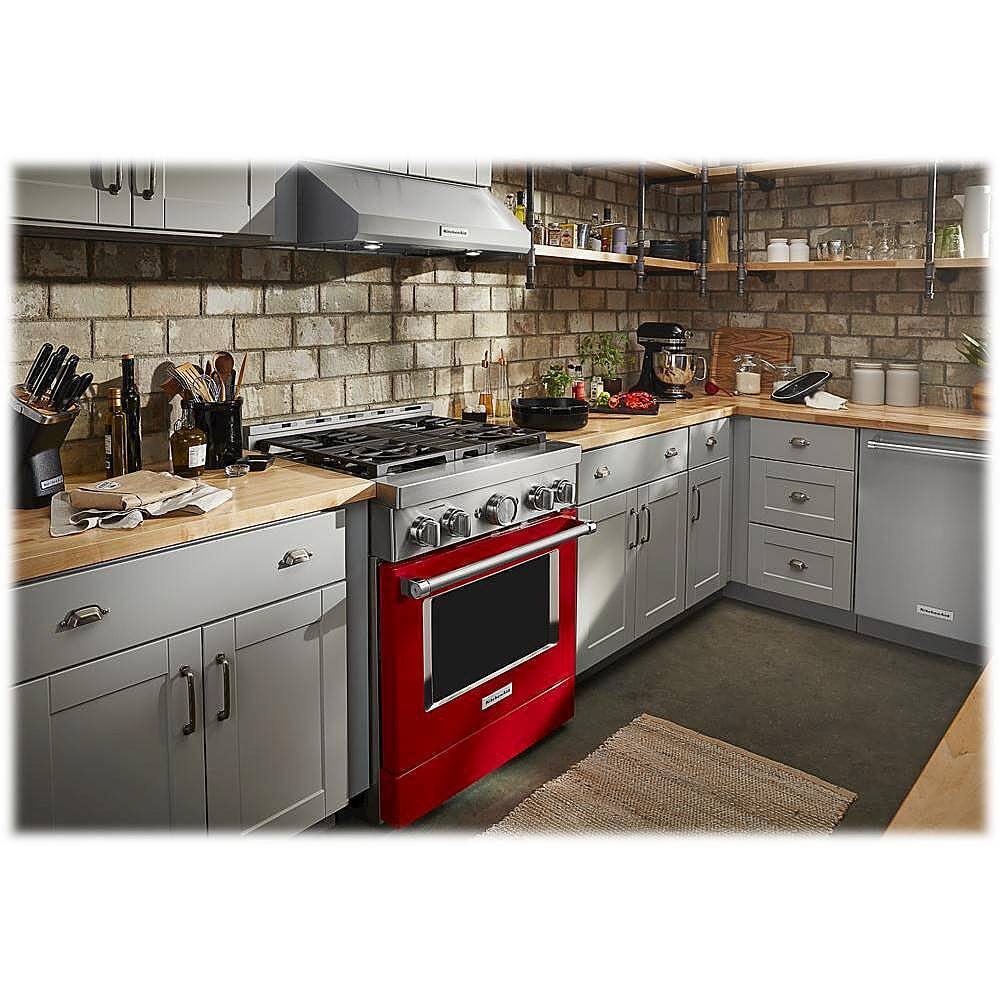 Alt View 14. KitchenAid - 4.1 Cu. Ft. Freestanding Dual Fuel True Convection Range with Self-Cleaning - Passion Red.