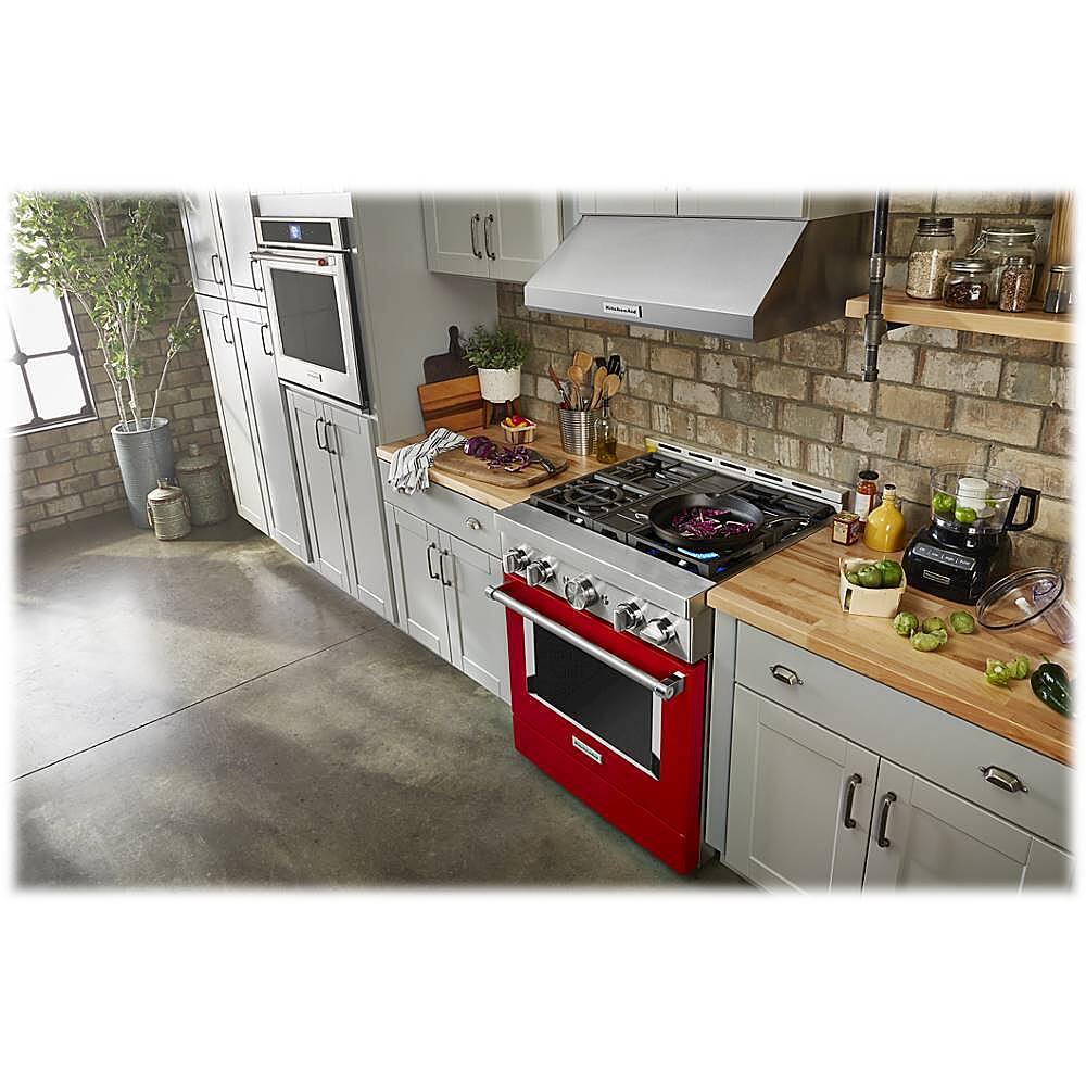 Alt View 15. KitchenAid - 4.1 Cu. Ft. Freestanding Dual Fuel True Convection Range with Self-Cleaning - Passion Red.