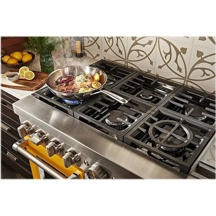 Alt View 15. KitchenAid - Commercial-Style 6.3 Cu. Ft. Freestanding Double Oven Dual-Fuel True Convection Range with Self-Cleaning - Yellow Pepper.
