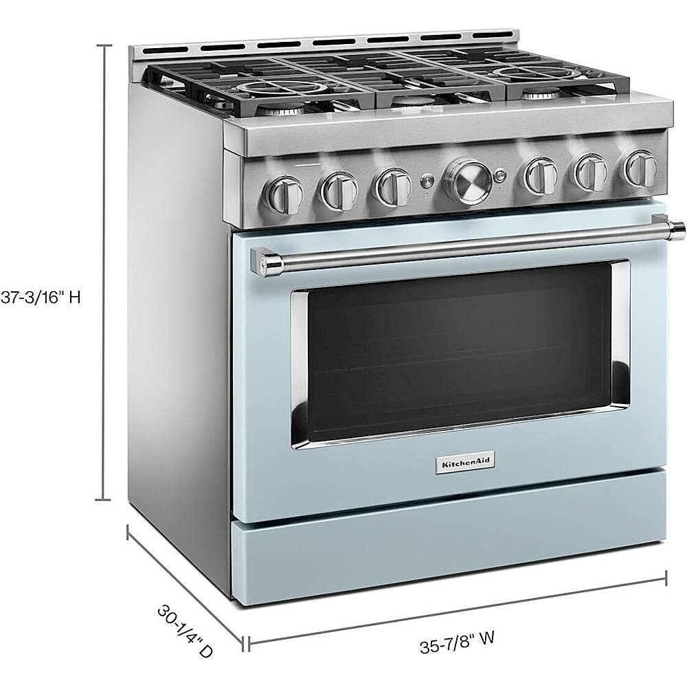Alt View 11. KitchenAid - Commercial-Style 5.1 Cu. Ft. Slide-In Gas True Convection Range with Self-Cleaning - Misty Blue.