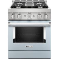 KitchenAid - Commercial-Style 4.1 Cu. Ft. Slide-In Gas True Convection Range with Self-Cleaning - Misty Blue - Front_Zoom