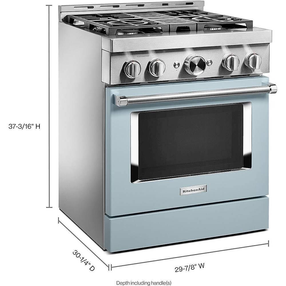 Alt View 15. KitchenAid - Commercial-Style 4.1 Cu. Ft. Slide-In Gas True Convection Range with Self-Cleaning - Misty Blue.