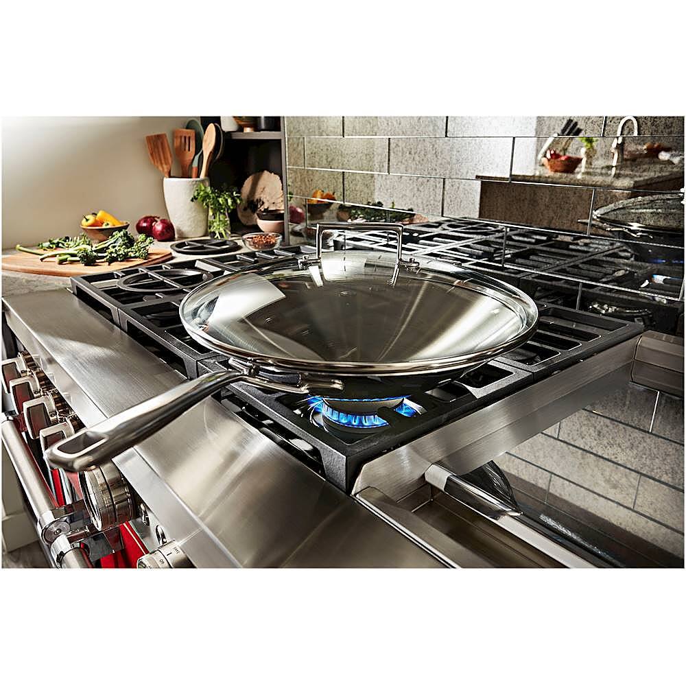 Alt View 14. KitchenAid - Commercial-Style 6.3 Cu. Ft. Freestanding Double Oven Dual-Fuel True Convection Range with Self-Cleaning - Passion Red.