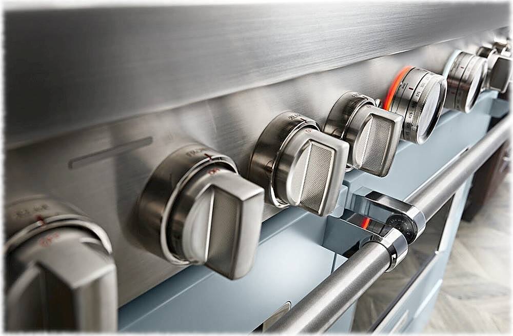 Alt View 13. KitchenAid - Commercial-Style 6.3 Cu. Ft. Freestanding Double Oven Dual-Fuel True Convection Range with Self-Cleaning - Misty Blue.