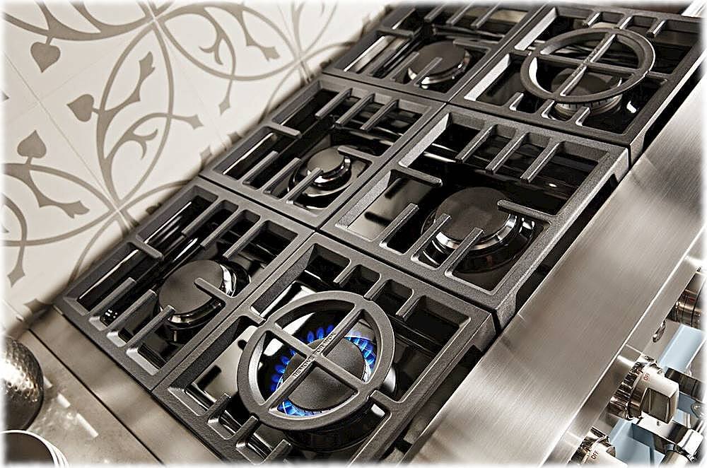 Alt View 16. KitchenAid - Commercial-Style 6.3 Cu. Ft. Freestanding Double Oven Dual-Fuel True Convection Range with Self-Cleaning - Misty Blue.