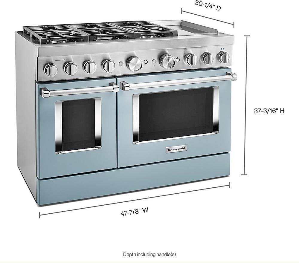 Alt View 17. KitchenAid - Commercial-Style 6.3 Cu. Ft. Freestanding Double Oven Dual-Fuel True Convection Range with Self-Cleaning - Misty Blue.