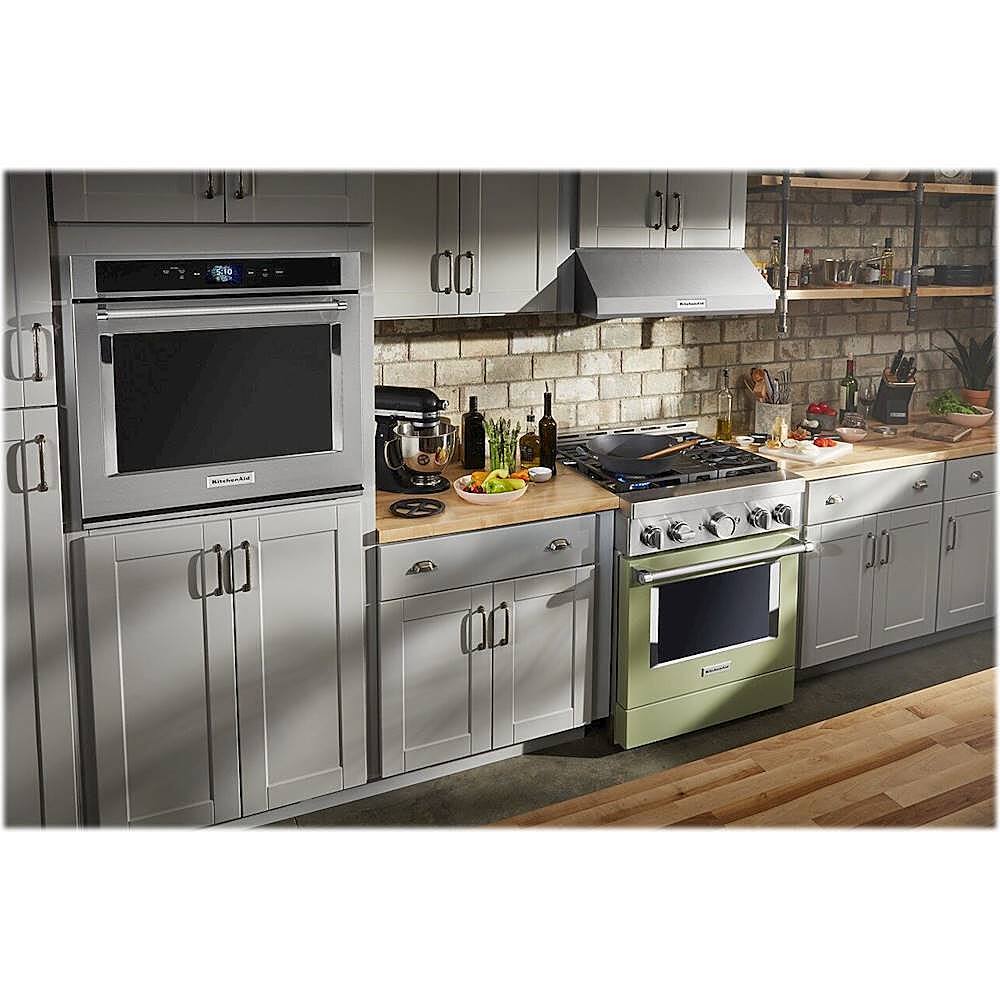 Alt View 15. KitchenAid - Commercial-Style 4.1 Cu. Ft. Slide-In Gas True Convection Range with Self-Cleaning - Avocado Cream.