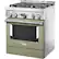 Left. KitchenAid - Commercial-Style 4.1 Cu. Ft. Slide-In Gas True Convection Range with Self-Cleaning - Avocado Cream.