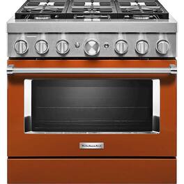KitchenAid - 5.1 Cu. Ft. Freestanding Dual Fuel True Convection Range with Self-Cleaning - Scorched Orange