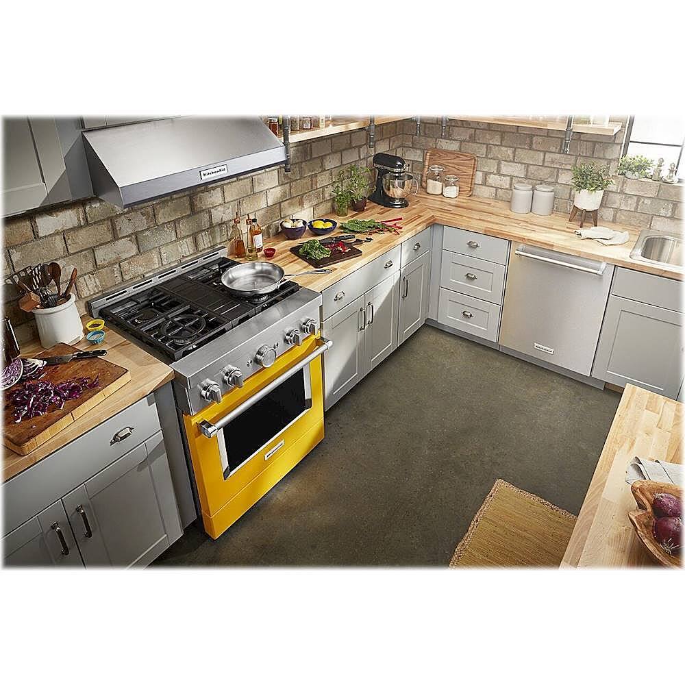 Alt View 13. KitchenAid - Commercial-Style 4.1 Cu. Ft. Slide-In Gas True Convection Range with Self-Cleaning - Yellow Pepper.