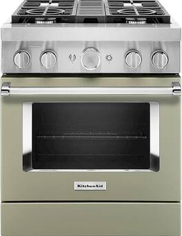 KitchenAid - 4.1 Cu. Ft. Freestanding Dual Fuel True Convection Range with Self-Cleaning - Avocado Cream