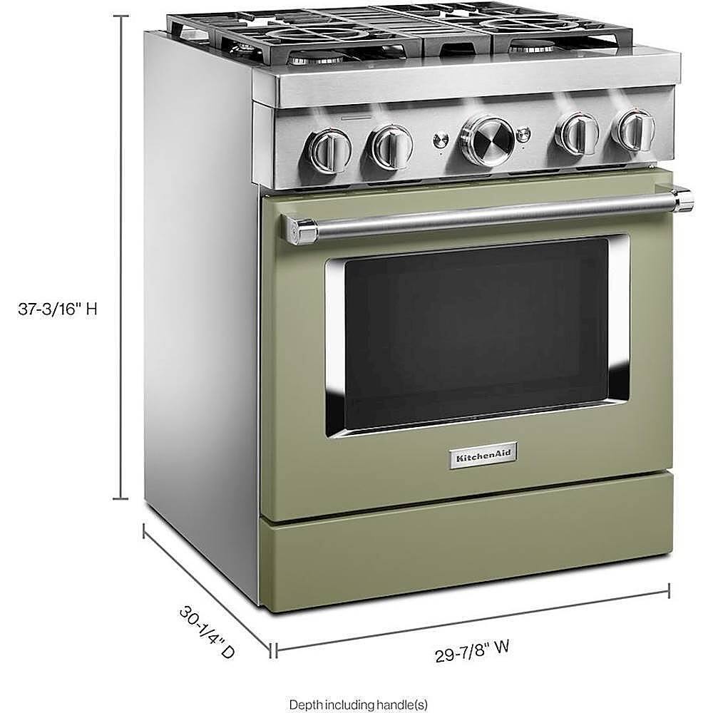 Alt View 12. KitchenAid - 4.1 Cu. Ft. Freestanding Dual Fuel True Convection Range with Self-Cleaning - Avocado Cream.