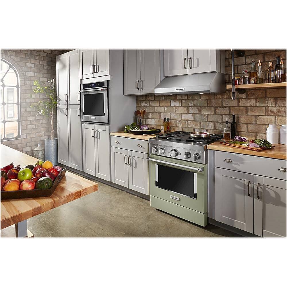 Alt View 15. KitchenAid - 4.1 Cu. Ft. Freestanding Dual Fuel True Convection Range with Self-Cleaning - Avocado Cream.