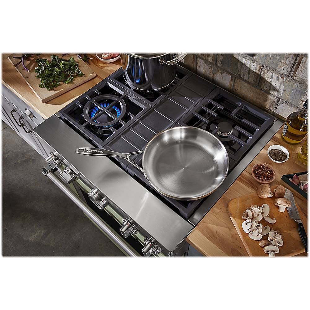 Alt View 16. KitchenAid - 4.1 Cu. Ft. Freestanding Dual Fuel True Convection Range with Self-Cleaning - Avocado Cream.