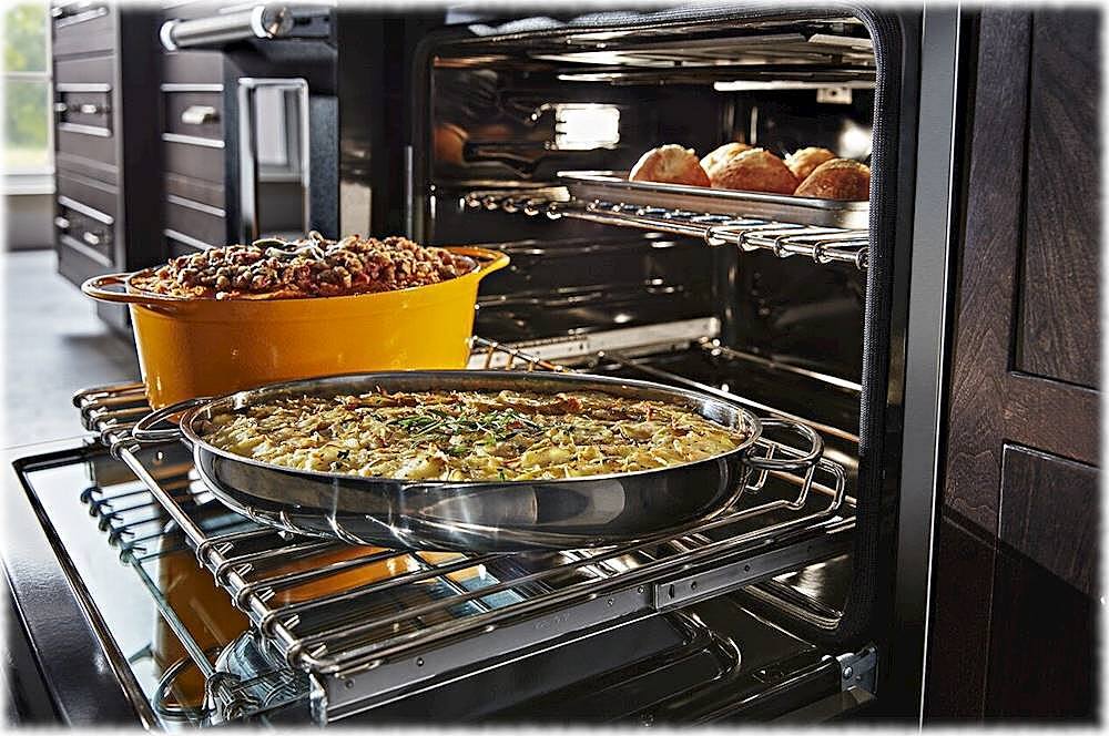 Alt View 20. KitchenAid - Commercial-Style 6.3 Cu. Ft. Freestanding Double Oven Dual-Fuel True Convection Range with Self-Cleaning - Imperial Black.