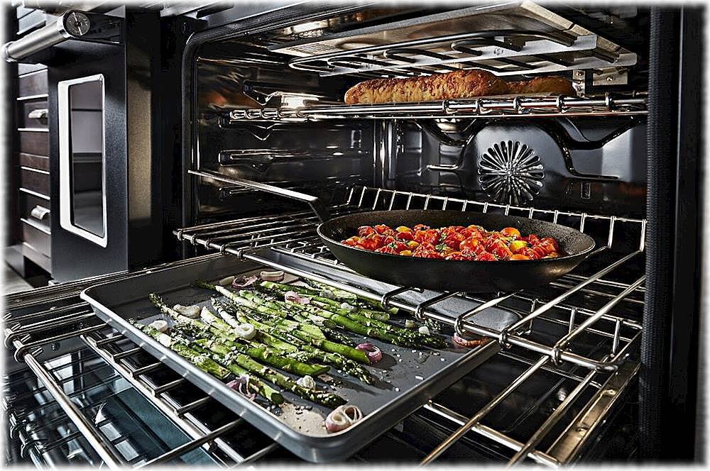 Alt View 21. KitchenAid - Commercial-Style 6.3 Cu. Ft. Freestanding Double Oven Dual-Fuel True Convection Range with Self-Cleaning - Imperial Black.