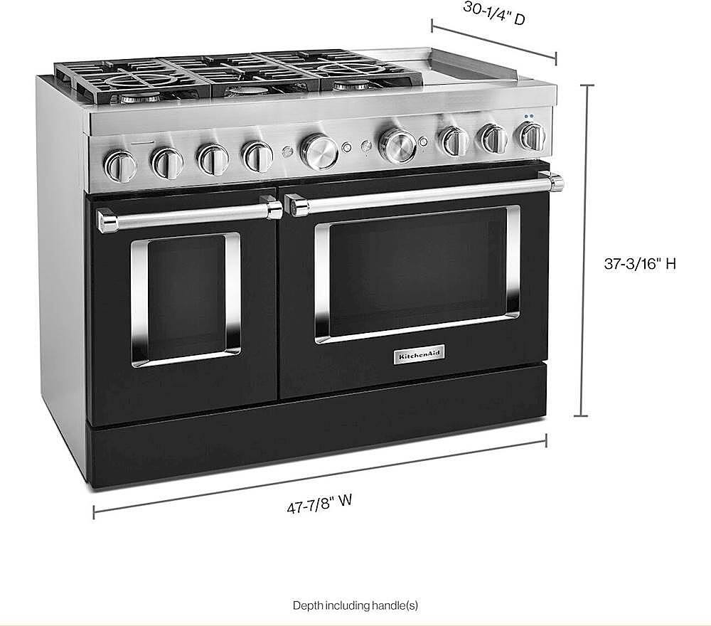 Alt View 22. KitchenAid - Commercial-Style 6.3 Cu. Ft. Freestanding Double Oven Dual-Fuel True Convection Range with Self-Cleaning - Imperial Black.