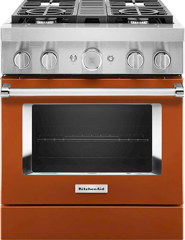 Front. KitchenAid - 4.1 Cu. Ft. Freestanding Dual-Fuel True Convection Range with Self-Cleaning - Scorched Orange.