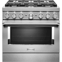 KitchenAid - 5.1 Cu. Ft. Freestanding Dual Fuel True Convection Range with Self-Cleaning - Stainless Steel - Front_Zoom