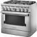 Left. KitchenAid - 5.1 Cu. Ft. Freestanding Dual Fuel True Convection Range with Self-Cleaning - Stainless steel.