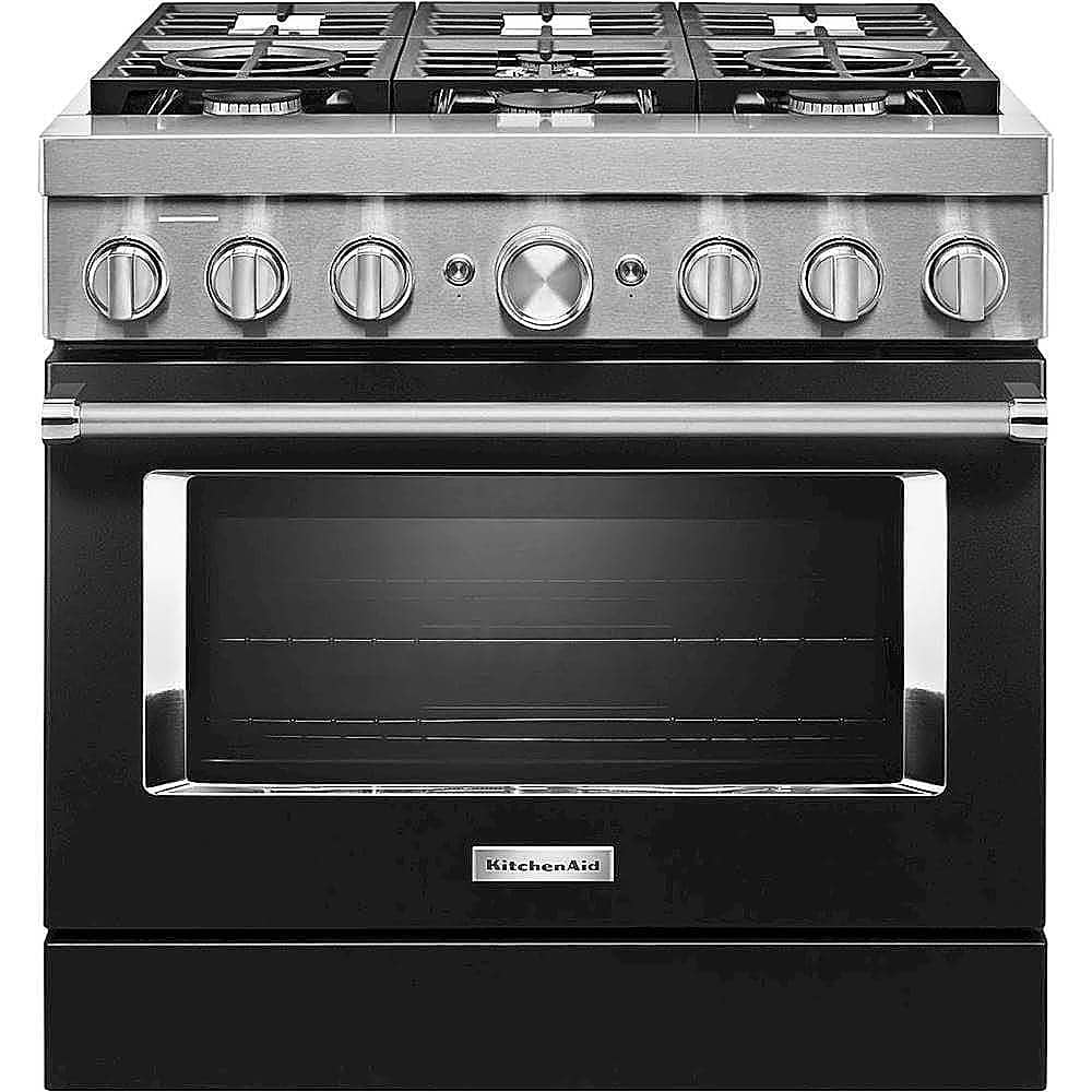 KitchenAid - 5.1 Cu. Ft. Freestanding Dual Fuel True Convection Range with Self-Cleaning - Imperial Black - Front_Zoom