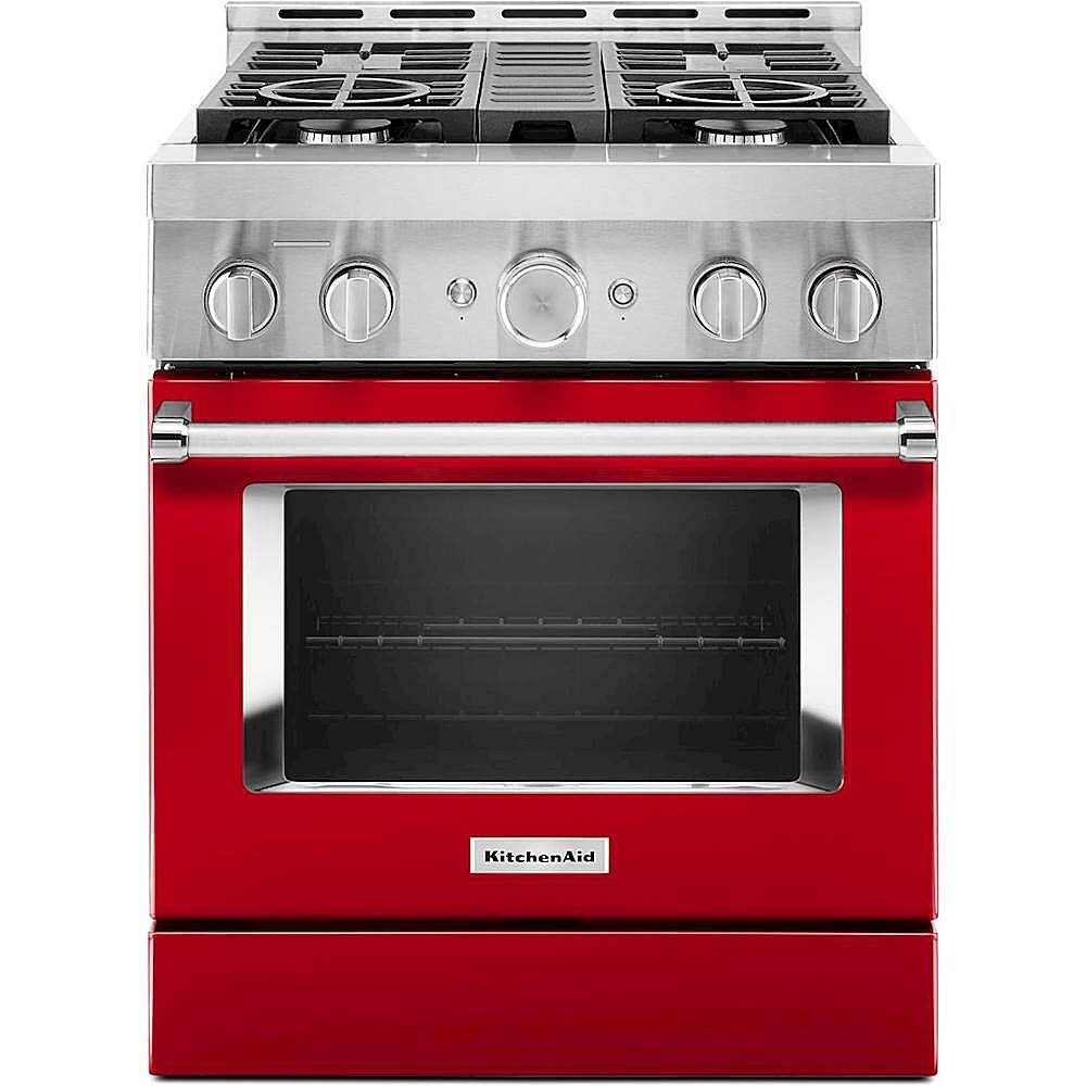 Front. KitchenAid - Commercial-Style 4.1 Cu. Ft. Slide-In Gas True Convection Range with Self-Cleaning - Passion Red.