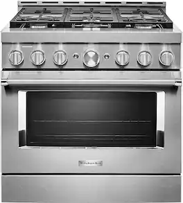 KitchenAid - Commercial-Style 5.1 Cu. Ft. Slide-In Gas True Convection Range with Self-Cleaning - Stainless Steel