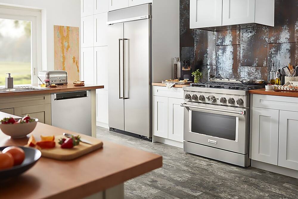 Alt View 19. KitchenAid - Commercial-Style 5.1 Cu. Ft. Slide-In Gas True Convection Range with Self-Cleaning - Stainless steel.