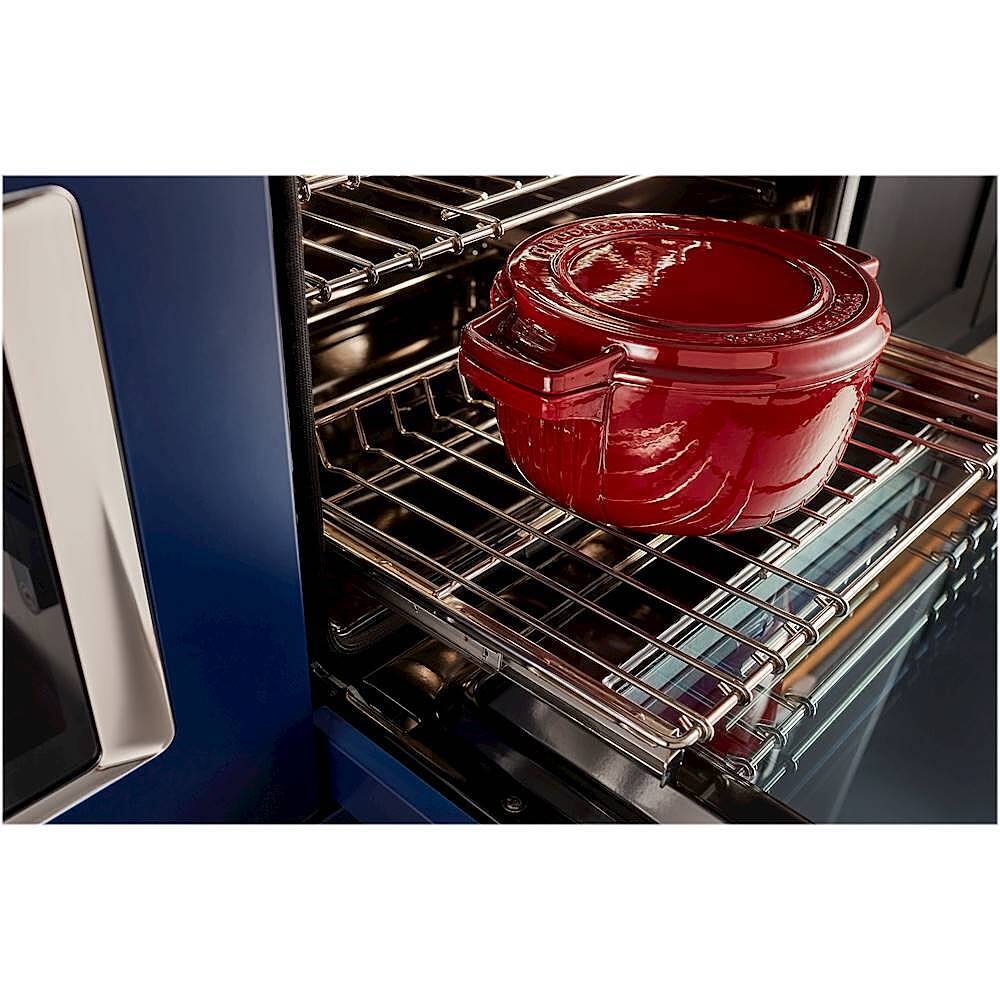 Alt View 13. KitchenAid - Commercial-Style 6.3 Cu. Ft. Freestanding Double Oven Dual-Fuel True Convection Range with Self-Cleaning - Ink Blue.