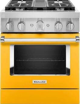 KitchenAid - 4.1 Cu. Ft. Freestanding Dual-Fuel True Convection Range with Self-Cleaning - Yellow Pepper