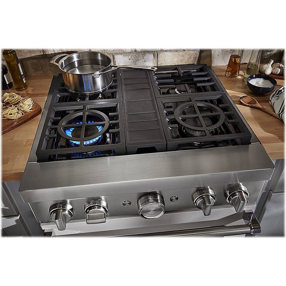 Alt View 12. KitchenAid - Commercial-Style 4.1 Cu. Ft. Slide-In Gas True Convection Range with Self-Cleaning - Milkshake.