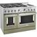 Angle. KitchenAid - 6.3 Cu. Ft. Freestanding Double Oven Gas True Convection Range with Self-Cleaning - Avocado Cream.