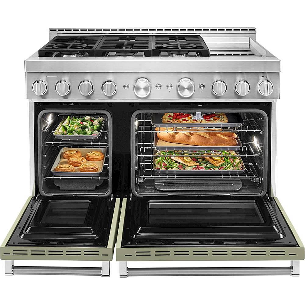 Alt View 14. KitchenAid - 6.3 Cu. Ft. Freestanding Double Oven Gas True Convection Range with Self-Cleaning - Avocado Cream.