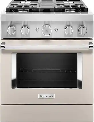 Front. KitchenAid - 4.1 Cu. Ft. Freestanding Dual-Fuel True Convection Range with Self-Cleaning - Milkshake.