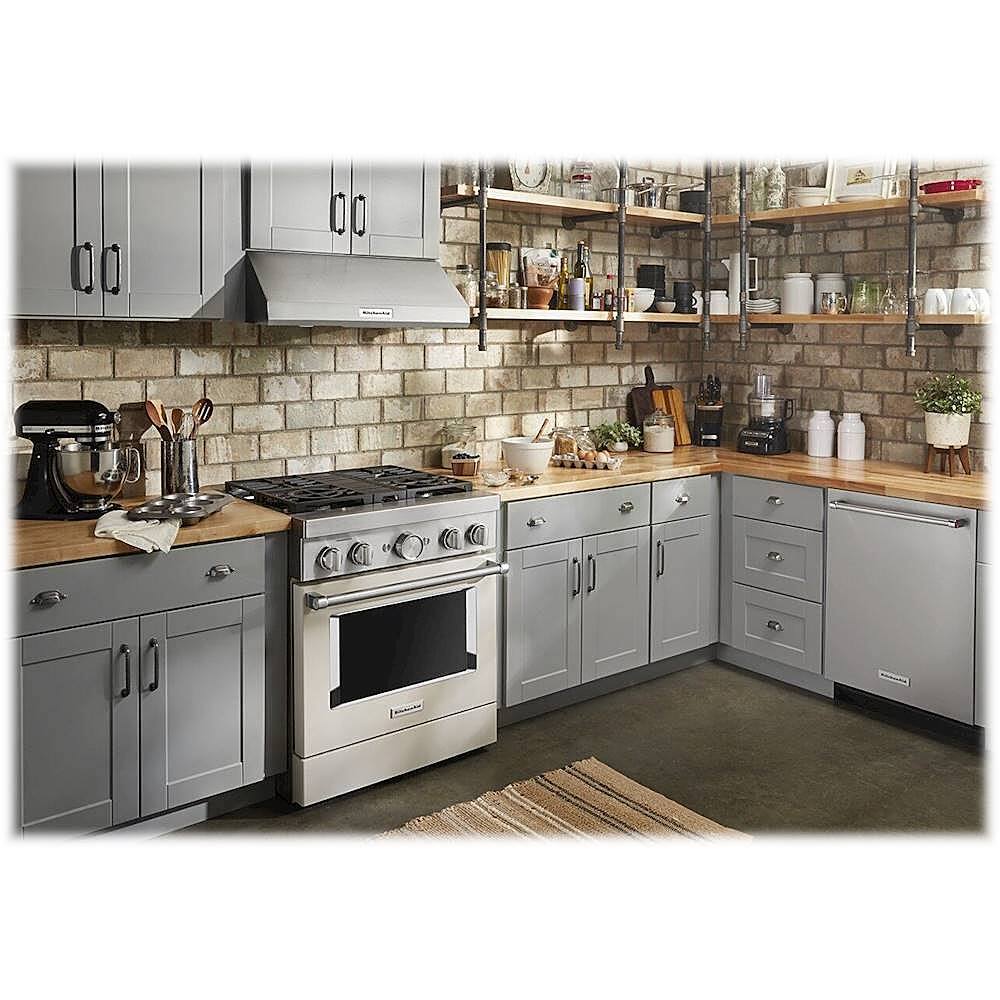 Alt View 14. KitchenAid - 4.1 Cu. Ft. Freestanding Dual-Fuel True Convection Range with Self-Cleaning - Milkshake.