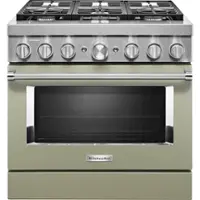 KitchenAid - 5.1 Cu. Ft. Freestanding Dual Fuel True Convection Range with Self-Cleaning - Avocado Cream - Front_Zoom