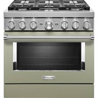 KitchenAid - 5.1 Cu. Ft. Freestanding Dual Fuel True Convection Range with Self-Cleaning - Avocado Cream - Front_Zoom