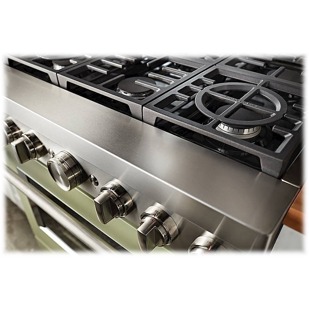 Alt View 14. KitchenAid - 5.1 Cu. Ft. Freestanding Dual Fuel True Convection Range with Self-Cleaning - Avocado Cream.