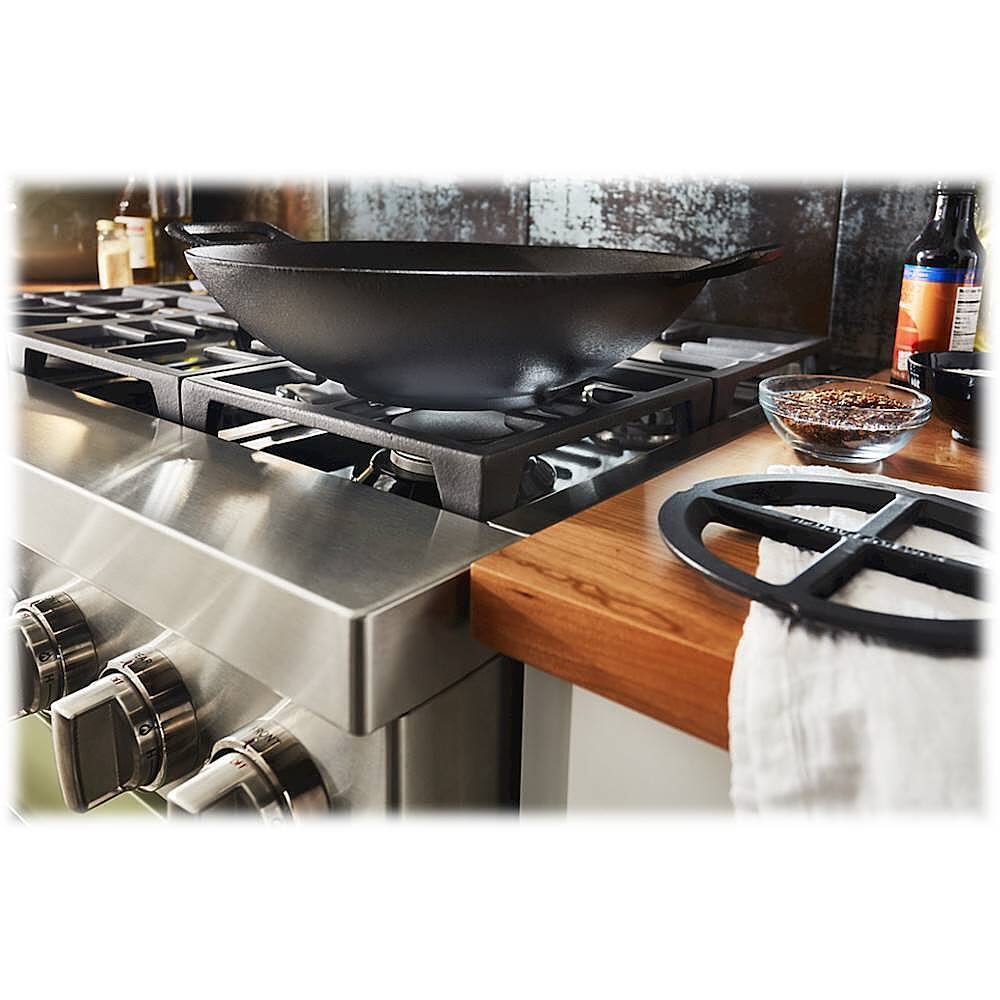 Alt View 16. KitchenAid - 5.1 Cu. Ft. Freestanding Dual Fuel True Convection Range with Self-Cleaning - Avocado Cream.