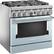 Angle. KitchenAid - 5.1 Cu. Ft. Freestanding Dual Fuel True Convection Range with Self-Cleaning - Misty Blue.