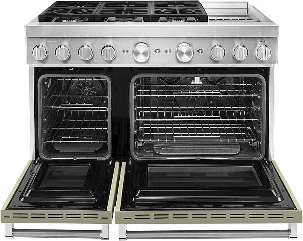 Alt View 11. KitchenAid - Commercial-Style 6.3 Cu. Ft. Freestanding Double Oven Dual-Fuel True Convection Range with Self-Cleaning - Avocado Cream.