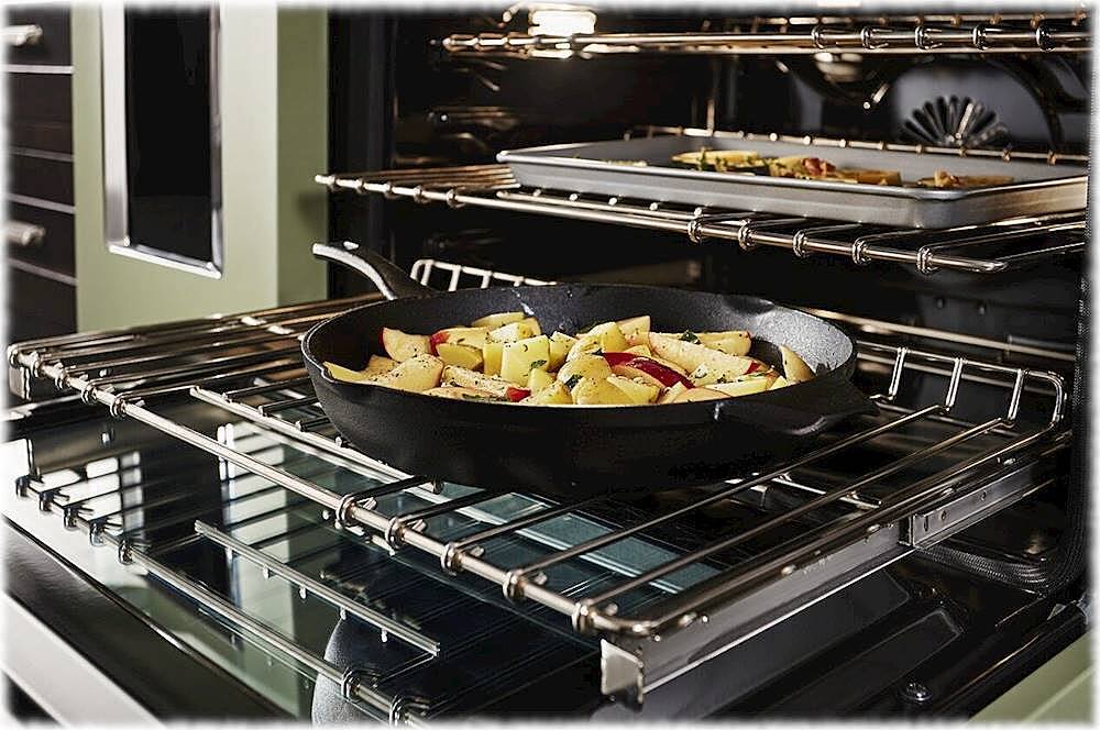 Alt View 15. KitchenAid - Commercial-Style 6.3 Cu. Ft. Freestanding Double Oven Dual-Fuel True Convection Range with Self-Cleaning - Avocado Cream.