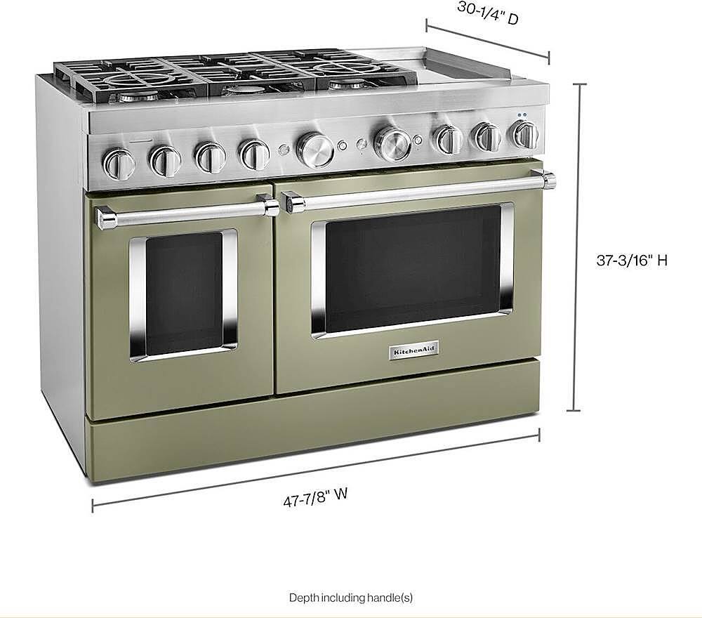 Alt View 20. KitchenAid - Commercial-Style 6.3 Cu. Ft. Freestanding Double Oven Dual-Fuel True Convection Range with Self-Cleaning - Avocado Cream.