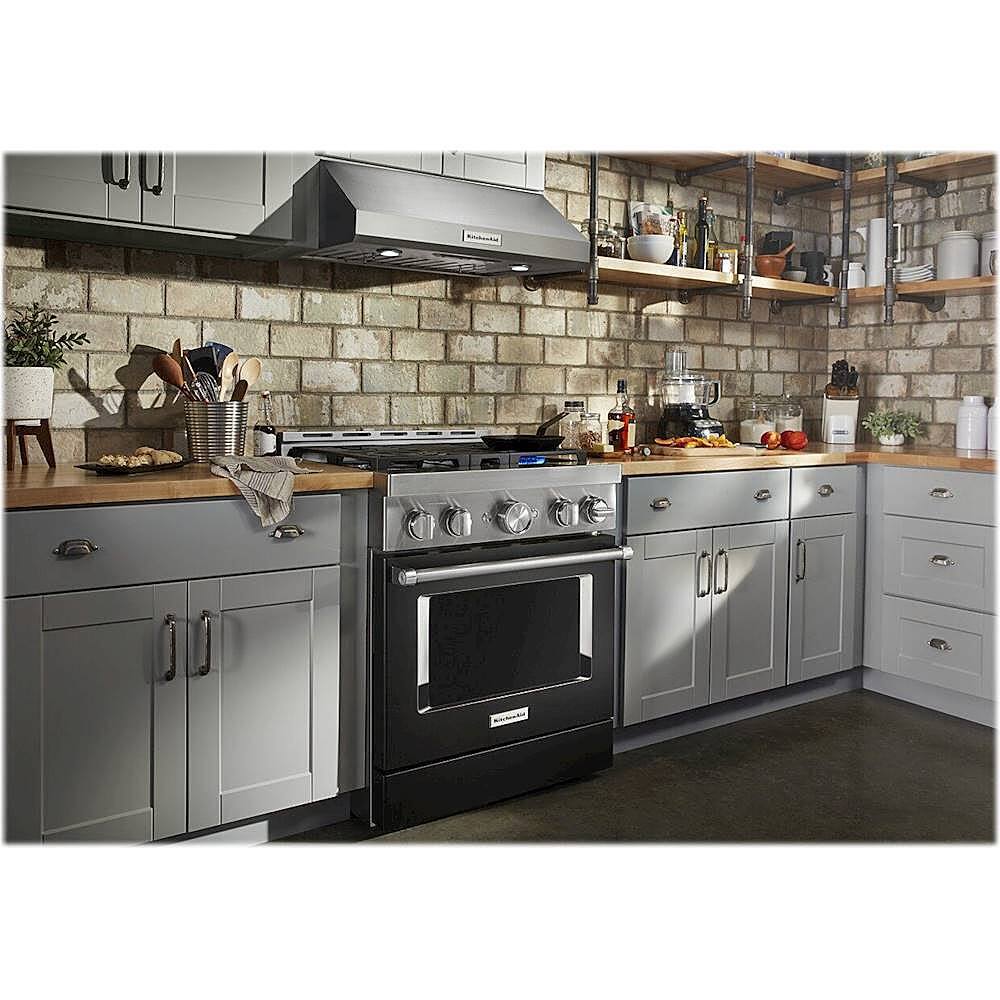 Alt View 12. KitchenAid - Commercial-Style 4.1 Cu. Ft. Slide-In Gas True Convection Range with Self-Cleaning - Imperial Black.