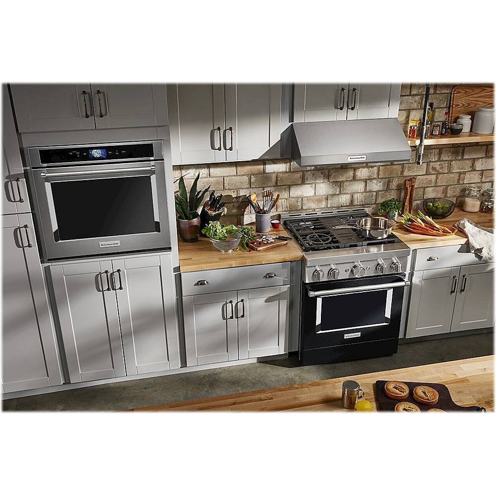 Alt View 13. KitchenAid - Commercial-Style 4.1 Cu. Ft. Slide-In Gas True Convection Range with Self-Cleaning - Imperial Black.